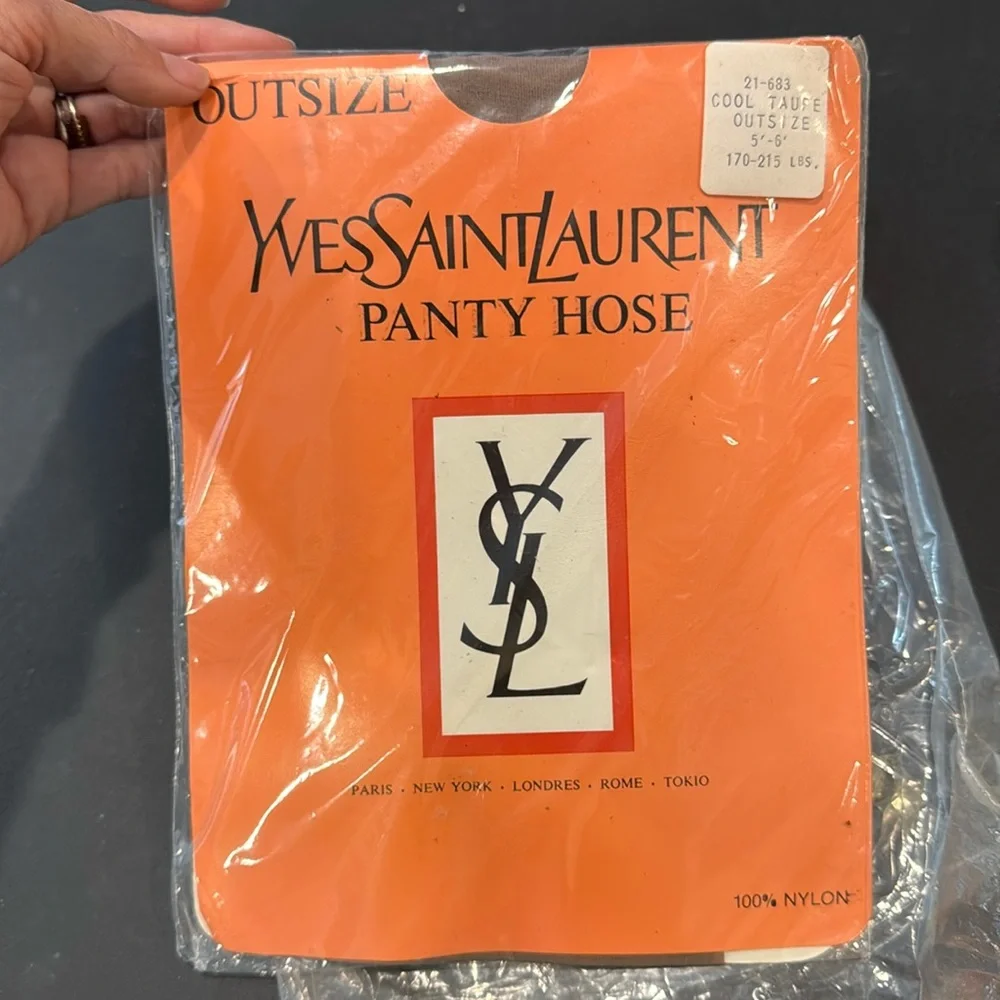 Vintage‎ 1970s Yves Saint Laurent Panty Hose Cool Taupe Outsize 170-215 5-6’ YSL